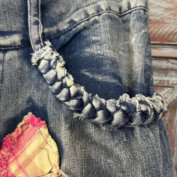 Blue Velvet Patchwork Denim Shorts/Jorts with Heart Accents - Picture 7 of 11